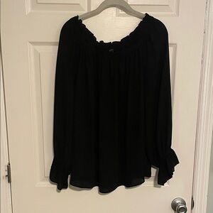 Talbots Black Ruffle Blouse